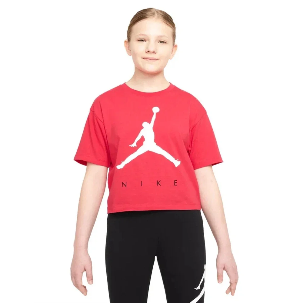 Jordan Jumpman T-Shirt Girls Medium Red Graphic Short Sleeve Activewear FROG577